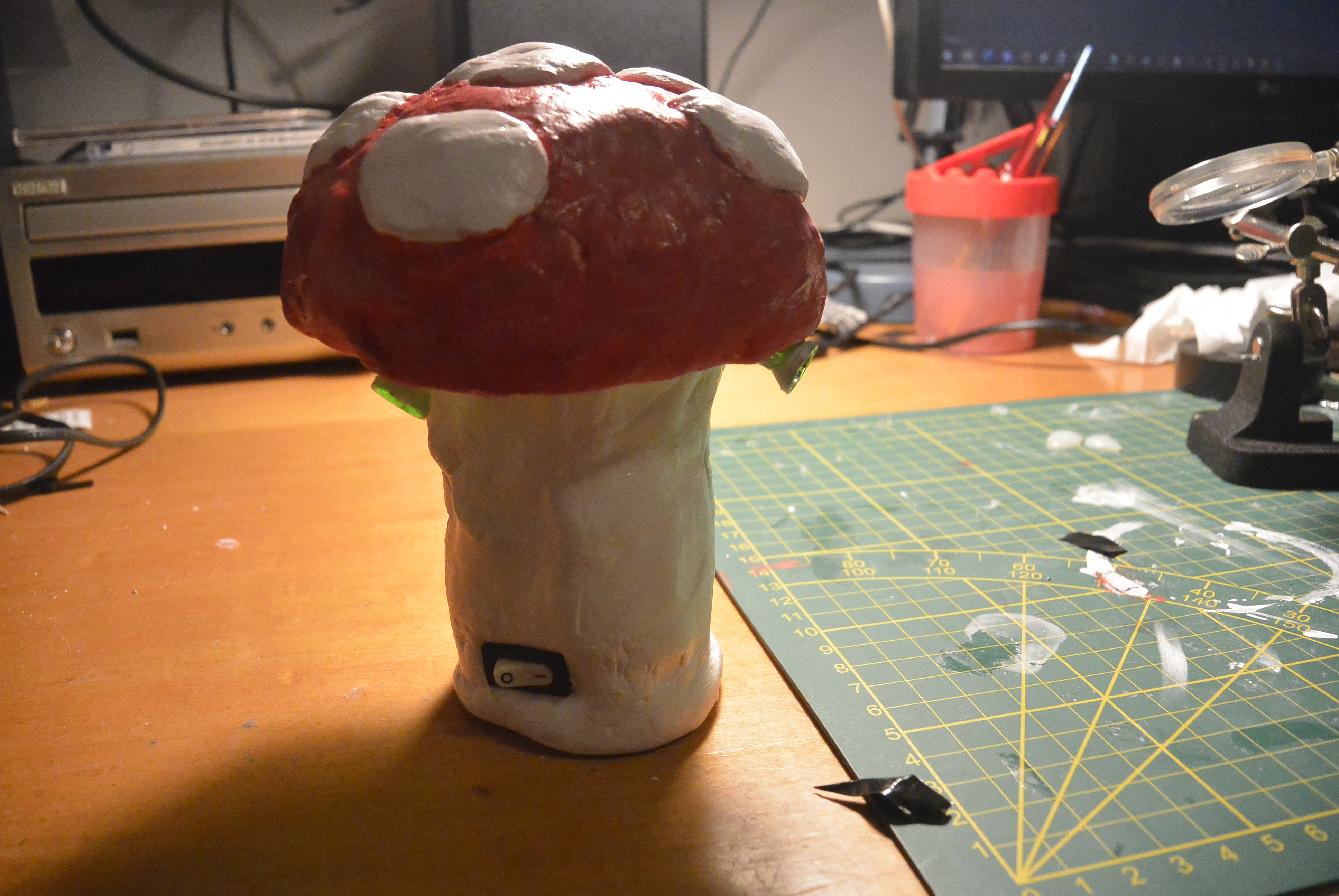 A picture a mushroom lamp finished